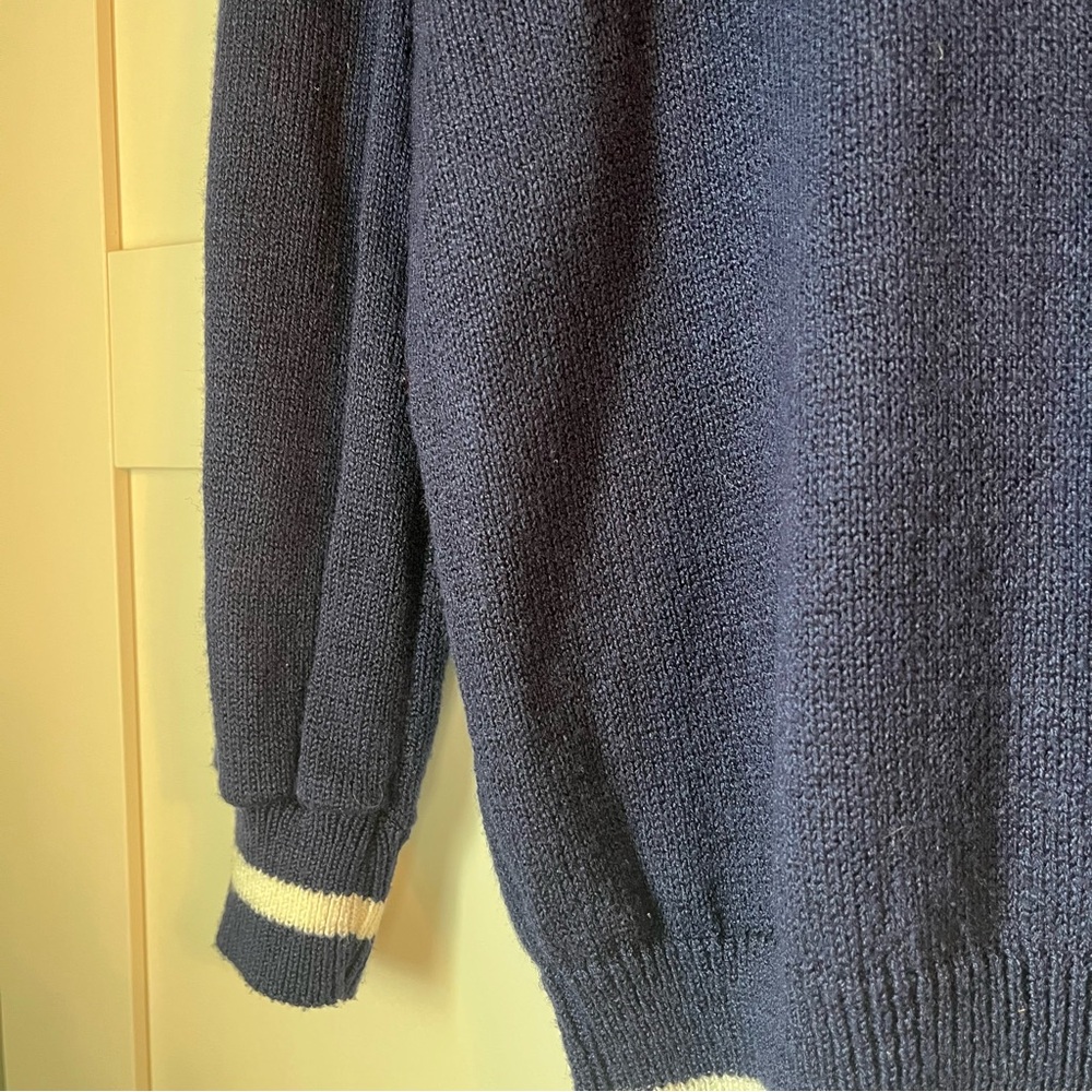 Vintage Navy Blue Sweater with Lace Collar - Picture 6 of 6